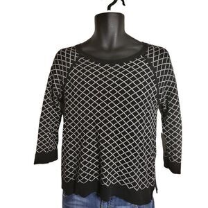 Philosophy Republic Pullover Women Sz L Black And White Long Sleeve‎